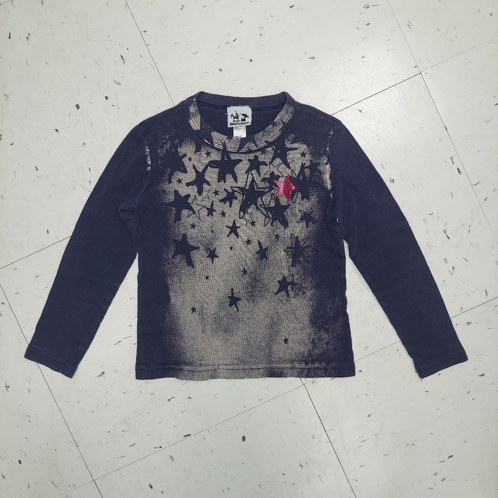 Vintage child's navy blue long sleeve boutique crew neck shirt